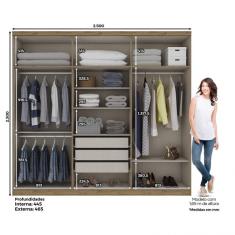 Guarda Roupa Casal 6 Portas 3 Gavetas Melvin Siena Móveis Rústico/off White