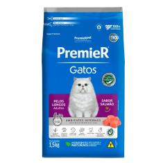 Ração Premier Ambientes Internos Gatos Adultos Pelos Longos Salmão 1,5kg