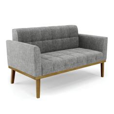 Sofá Namoradeira 2 Lugares Base de Madeira Castanho Elisa Linho D03 - D`Rossi