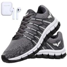 Tênis Corrida Masculino Academia Caminhada Esporte + Fone Ouvido-Masculino