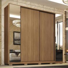 Guarda Roupa Casal Laredo 4 Portas Flex Amêndola Touch Com Espelho E Pés - Demartêz
