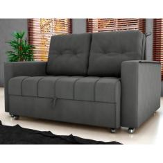 Sofá Cama 2 Lugares Yago Veludo Maserati Chumbo - CASA H