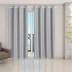Cortina Blackout Pvc Com Tecido Voil Xadrez 2,80 M X 2,30 M - Cinza