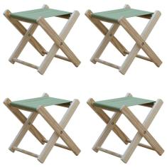 Kit 4 Banquinho De Madeira Banqueta Pescador-verde