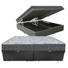 Cama Box Baú Casal Bipartido Colchão Espuma D33 Maxx Kansas + Box Sint