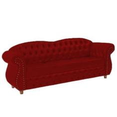 Sofá Chesterfield Merlo 3 lugares 2,30 - Veludo Vermelho / Decoração, 