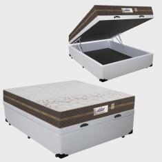 Cama Box Bau Casal + Colchao Flora (138x188x60) - Gazin