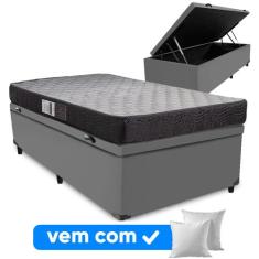 Cama Box Solteiro Baú + Colchão de Espuma Safira D20 - Colchomax, 88x1