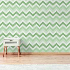Papel de Parede Chevron Tons de Verde 57x270cm