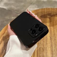 Capa de telefone revestida de couro para iphone 15 14 13 12 11 pro max 14 15 plus capa de proteção de lente amortecedora à prova de choque, t1, para iphone 14plus