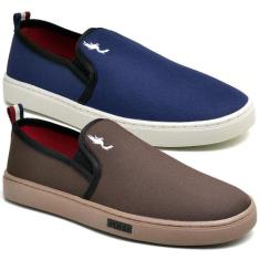 Kit 2 Pares Tênis Slip On Masculino Lona Dia a Dia Casual - Polo Blu, 