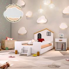 Cama Montessoriana Infantil Preta Branca E Amêndoa Branco