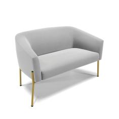 Sofá Namoradeira 2 Lugares Pé De Ferro Dourado Stella Suede D03 - D'rossi Cor Cinza