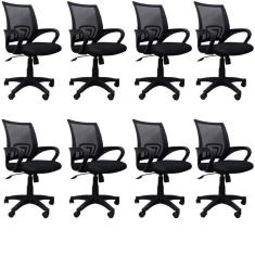 Kit 8 Cadeiras De Escritório Giratória Office Santiago Preto