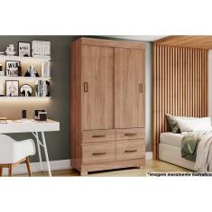 Guarda Roupa Casal 2 Portas De Correr E 4 Gavetas C- Pés Briz Be25 Flex Jequitiba-jequitiba Ou Off White - Henn