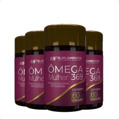 4x omega 3 6 9 mulher 60 caps hf suplementos