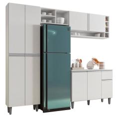 Cozinha Modulada Completa 230cm Com Balcão e Armário Aéreo Vanessa Branco - AJL Móveis