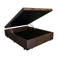 Cama Box Baú Casal Suede Marrom 42x138x188