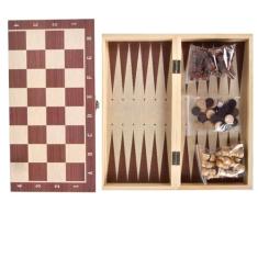 XCPHGFM Conjunto de xadrez de madeira 3 em 1, damas e gamão, conjunto portátil de xadrez de madeira para adultos e crianças