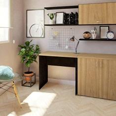 Mesa Reta Corp 25mm 80 cm 47 cm Bramov Móveis Preto/Carvalho Mel