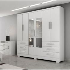 Guarda Roupa Casal com Espelho 6 Portas 6 Gavetas Dakar Novo Horizonte Branco
