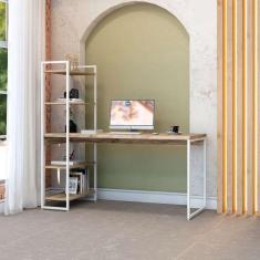 escrivaninha com estante studio carvalho e branca 150x147 cm