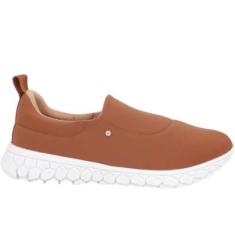 Tênis Feminino Slip On Elastano  Usaflex - Canela-Feminino