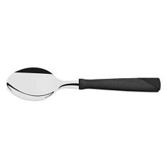 Conjunto de Colheres de Mesa Tramontina New Kolor com Lâminas em Aço Inox e Cabos de Polipropileno Preto 3 Peças
