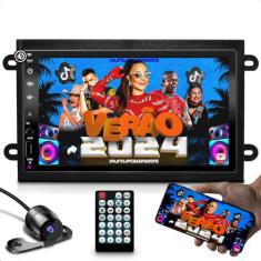 kit central multimidia mp5 com espelhamento android ios + moldura de 7