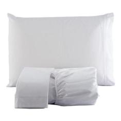 Kit Lençol Com Elastico Solteiro Percal Branco Com Fronha - Bf Confecc