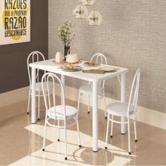 Conjunto Sala de Jantar Mesa Tampo MDP Roma 900 4 Cadeiras Tubulares E