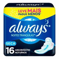 Absorvente Always Noites Tranquilas Cobertura Seca Com Abas com 16 uni