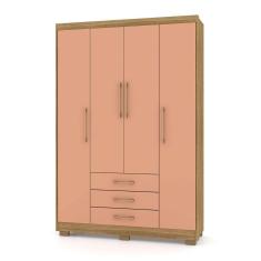 Guarda Roupa Solteiro 4 Portas E 3 Gavetas Valência Nature/camarim - Pallazio