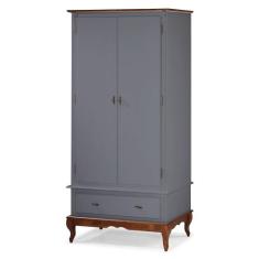 Guarda Roupa Solteiro 2 Portas 1 Gaveta 60406 Linz Móveis, Cinza/Imbui