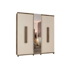 Guarda-Roupa Munique C/Espelho Freijó Com Off White – RV Móveis