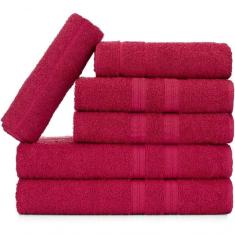 Jogo De Toalhas Gigante Itália Soft 2 Banhão + 2 Rosto + 2 Tapete Luxo 100% Algodão Cereja