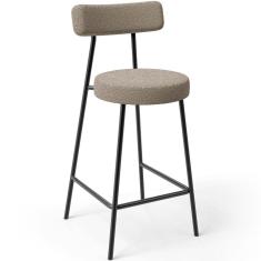 Banqueta Baixa Para Cozinha Sala De Jantar Bar Bancada Milão L02 Bouclê Bege - Lyam Decor