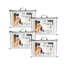 Kit com 4 Travesseiros Macio Laváveis Baixos - Fibrasca