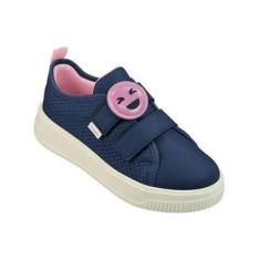 Tênis Infantil Pampili Up Marinho e Rosa com Emoji 738.003-Masculino
