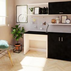 Mesa Reta Corp 25mm 100 cm 47 cm Bramov Móveis Branco/Preto