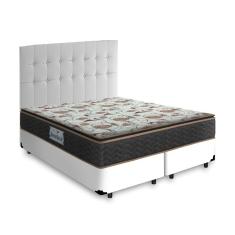 Cama Box + Cabeceira Cassis Branca e Colchão D45 Queen - Probel - Guarda-Costas Proforce Plus 158cm
