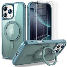 Capa magnética para iPhone 16 Pro Max, suporte giratório 360 [compatível com MagSafe] [proteção de nível militar] [moldura elevada da câmera] capa com suporte para iPhone 16 Pro Max de 6,9 polegadas