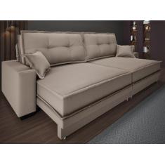 Sofá Palermo 2,00m Retrátil e Reclinável Velosuede Capuccino - NETSOFA