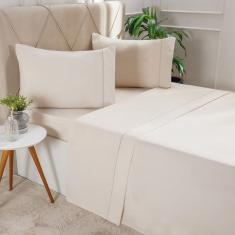 Jogo de Cama Solteiro Serenitá 3 Pçs Bordado Festonê 88x188x30cm