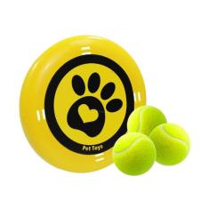 Brinquedo Para Cachorro Disco Frisbee e 3 Bolas de Tênis - Western