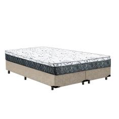 Cama Box Casal Bipartido Colchão Mola Bonnel Prime Coil Detroit + Box Suede 64x138x188