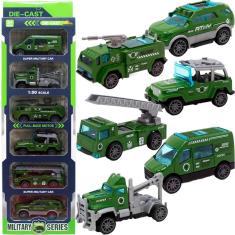 Kit 6 Carrinhos De Brinquedo Exército Miniatura Colecionável