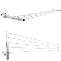 Varal Roupa Alumínio Articulado Retratil Parede 5 Cordas