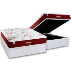 Conjunto Box Baú Casal: Colchão Molas Plumatex Superlastic Destiny + Base Crc Courano White(138x188)