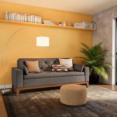 Sofá 3 Lugares Reno Suede Cinza